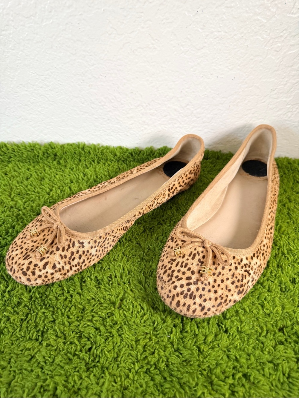 Sam Edelman Felicia Luxe Ballet Flat Dyed Cow Fur Animal Print Tan